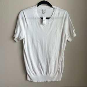 NWT j crew short sleeve sweater with fun detailing, size M